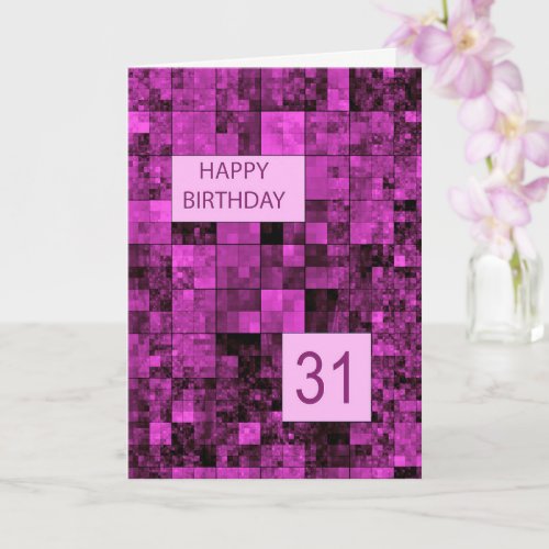 31st Birthday Birthday Pink Pattern  Card