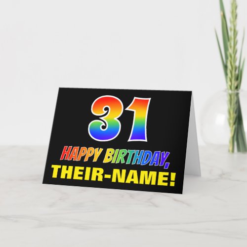 31st Birthday Bold Fun Simple Rainbow 31 Card