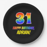 [ Thumbnail: 31st Birthday: Bold, Fun, Simple, Rainbow 31 Paper Plates ]