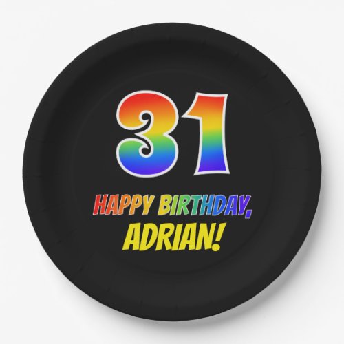 31st Birthday Bold Fun Simple Rainbow 31 Paper Plates