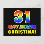 [ Thumbnail: 31st Birthday: Bold, Fun, Simple, Rainbow 31 Postcard ]
