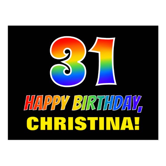 31st Birthday Bold Fun Simple Rainbow 31 Postcard