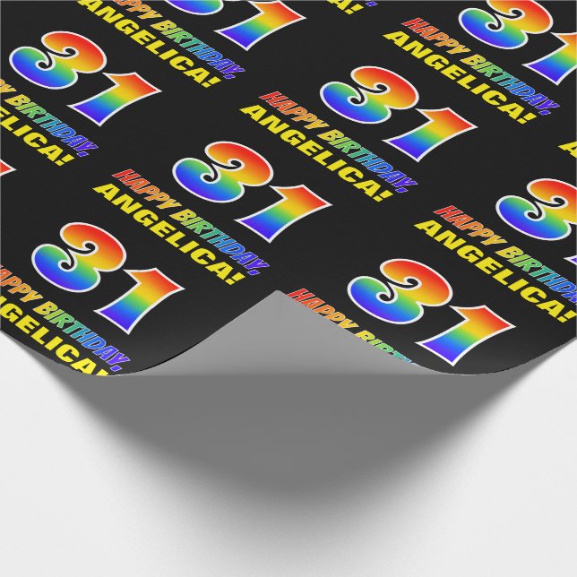 31st Birthday: Bold, Fun, Simple, Rainbow 31 Wrapping Paper (Corner)