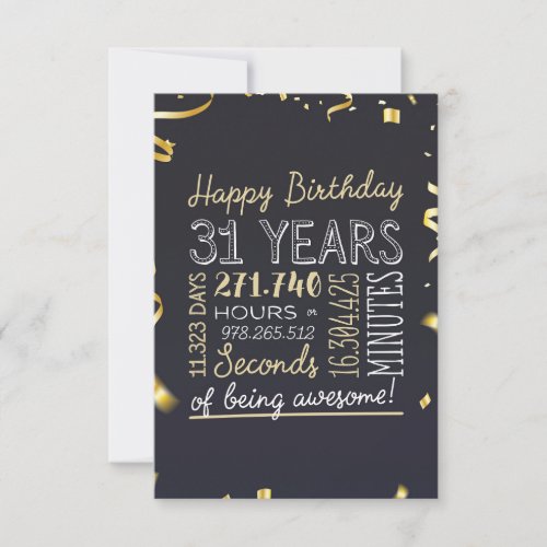 31st Birthday Card _ 31 Years of being Awesome