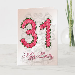 31st birthday card with roses and leaves