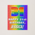 [ Thumbnail: 31st Birthday: Colorful, Fun Rainbow Pattern # 31 Jigsaw Puzzle ]