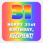 [ Thumbnail: 31st Birthday: Colorful, Fun Rainbow Pattern # 31 Sticker ]
