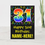 [ Thumbnail: 31st Birthday: Colorful Music Symbols + Rainbow 31 Card ]