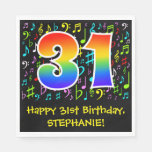 [ Thumbnail: 31st Birthday - Colorful Music Symbols, Rainbow 31 Napkins ]