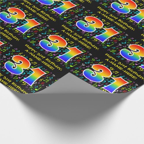31st Birthday Colorful Music Symbols Rainbow 31 Wrapping Paper