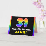 [ Thumbnail: 31st Birthday: Colorful Rainbow # 31, Custom Name Card ]