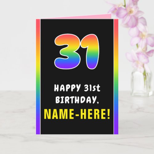31st Birthday Colorful Rainbow  31 Custom Name Card