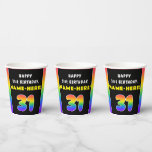 [ Thumbnail: 31st Birthday: Colorful Rainbow # 31, Custom Name Paper Cups ]