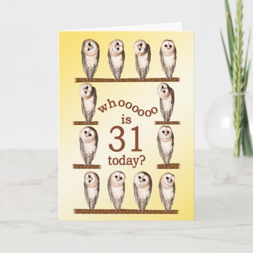 31st birthday Curious owls card Card