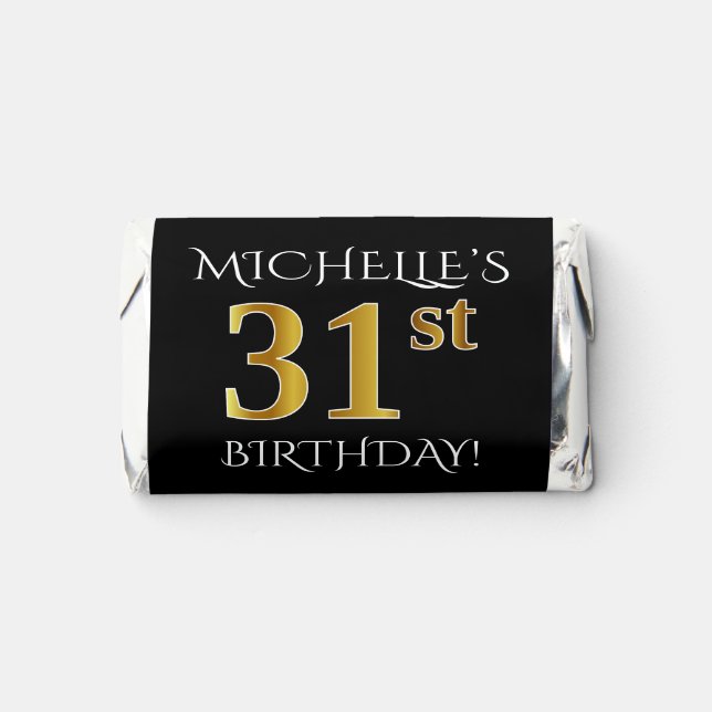 31st Birthday — Elegant, Faux Gold Look 31 + Name Hershey's Miniatures (Front)