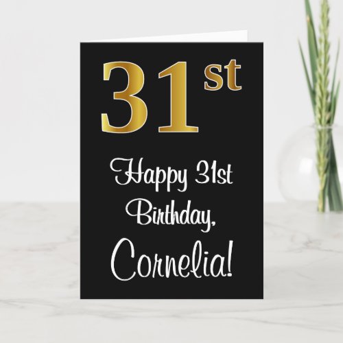 31st Birthday  Elegant Luxurious Faux Gold Look  Card