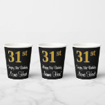 [ Thumbnail: 31st Birthday - Elegant Luxurious Faux Gold Look # Paper Cups ]
