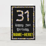 [ Thumbnail: 31st Birthday: Floral Flowers Number, Custom Name Card ]