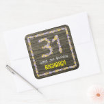 [ Thumbnail: 31st Birthday: Floral Number, Faux Wood Look, Name Sticker ]