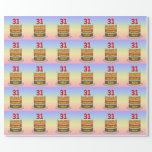 [ Thumbnail: 31st Birthday: Fun Cake and Candles + Custom Name Wrapping Paper ]
