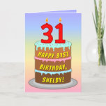 [ Thumbnail: 31st Birthday — Fun Cake & Candles, W/ Custom Name Card ]