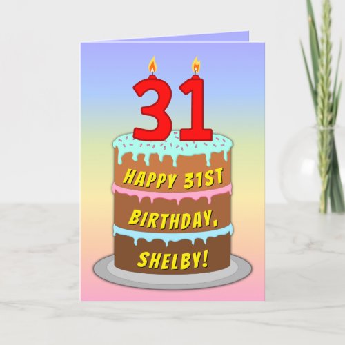 31st Birthday  Fun Cake  Candles w Custom Name Card