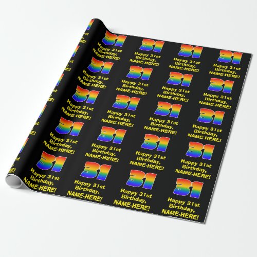 31st Birthday Fun Colorful Rainbow Inspired  31 Wrapping Paper