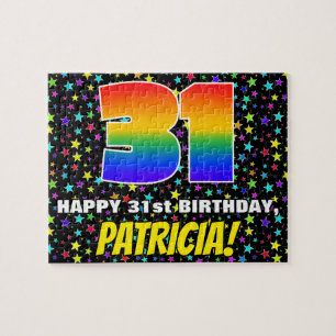 31st Birthday — Fun, Colorful Star Field Pattern Jigsaw Puzzle