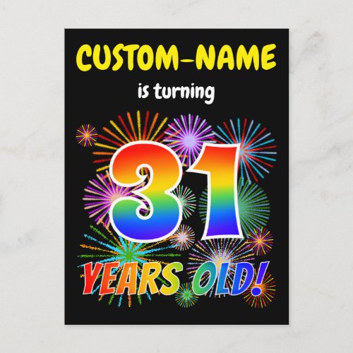 31st Birthday _ Fun Fireworks Rainbow Look 31 Postcard