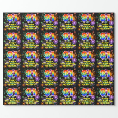 31st Birthday Fun Fireworks Rainbow Look  31 Wrapping Paper