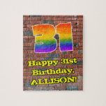 [ Thumbnail: 31st Birthday: Fun Graffiti-Inspired Rainbow 31 Jigsaw Puzzle ]