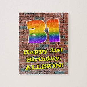 31st Birthday: Fun Graffiti-Inspired Rainbow 31 Jigsaw Puzzle