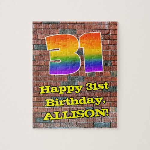 31st Birthday Fun Graffiti_Inspired Rainbow 31 Jigsaw Puzzle