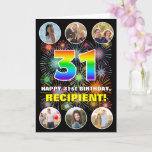 [ Thumbnail: 31st Birthday: Fun Rainbow #, Custom Name & Photos Card ]