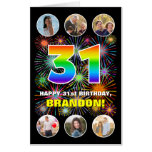 [ Thumbnail: 31st Birthday: Fun Rainbow #, Custom Name + Photos Card ]