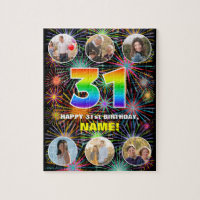 31st Birthday: Fun Rainbow #, Custom Name + Photos
