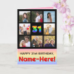 [ Thumbnail: 31st Birthday: Fun Rainbow #, Custom Photos + Name Card ]