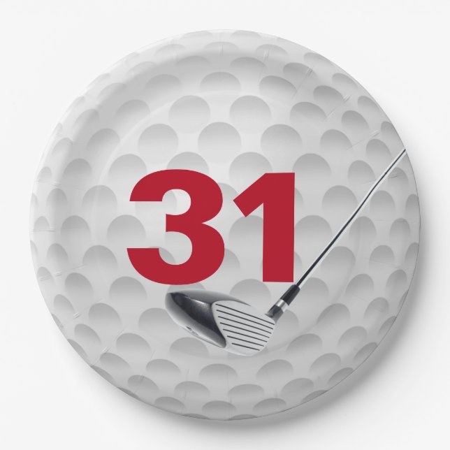 31st Birthday Golf Ball Design  Paper Plates (Front)