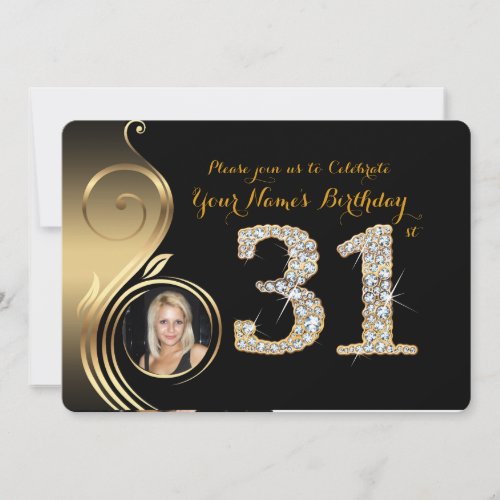 31stBirthday InvitationNumber DiamondPhoto 2 Invitation