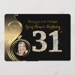 31st,Birthday Invitation,Number Diamond,Photo 2 Invitation