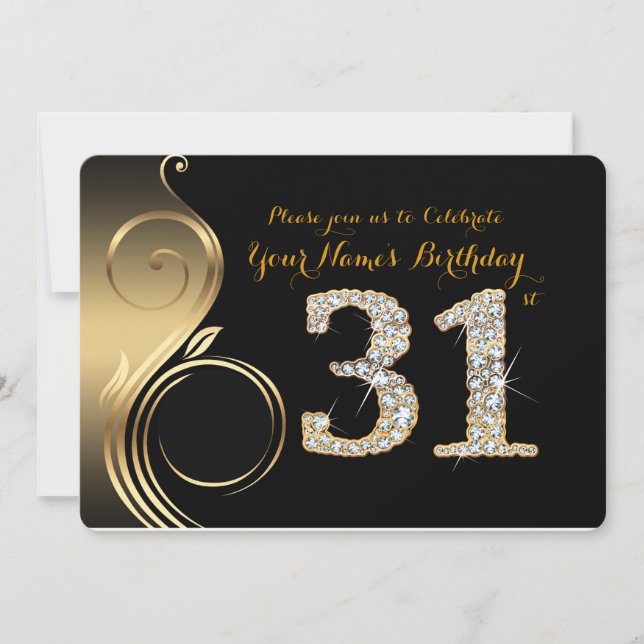 31st,Birthday Invitation,Number Diamond,Photo Invitation (Front)