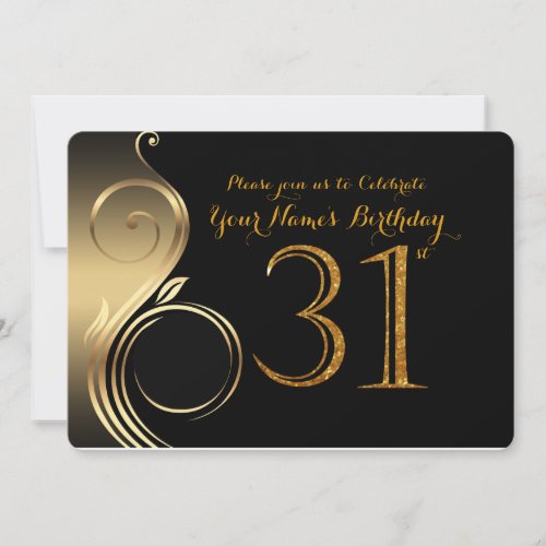 31stBirthday InvitationNumber Glitter GoldPhoto Invitation