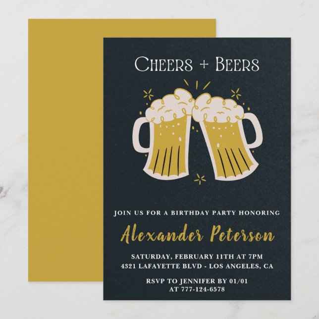 31st birthday invitations Cheers Beers Rustic Men  (Front/Back)