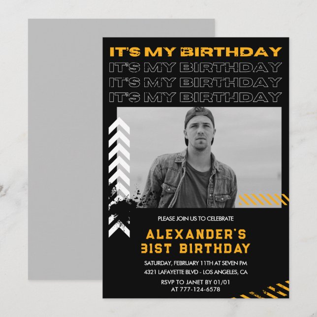 31st birthday invitations Men Photo Spray paint (Front/Back)