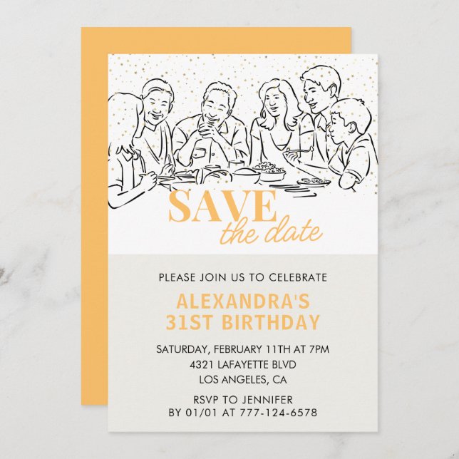 31st birthday invitations Save the date Dinner (Front/Back)