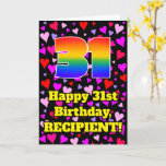 [ Thumbnail: 31st Birthday: Loving Hearts Pattern, Rainbow # 31 Card ]