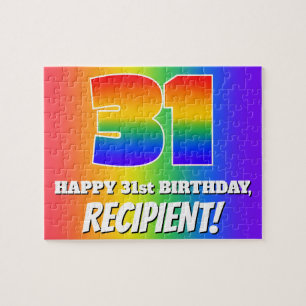 31st Birthday — Multicolored Rainbow Pattern “31” Jigsaw Puzzle