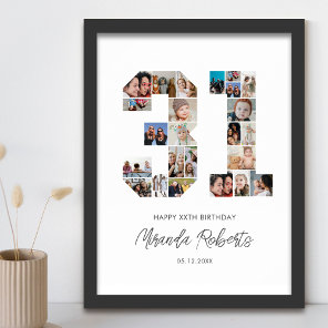 31st Birthday Number 31 Custom Photo Collage Poster