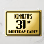 [ Thumbnail: 31st Birthday Party: Art Deco Look “31” and Name Invitation ]