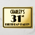 [ Thumbnail: 31st Birthday Party — Art Deco Look “31” + Name Invitation ]